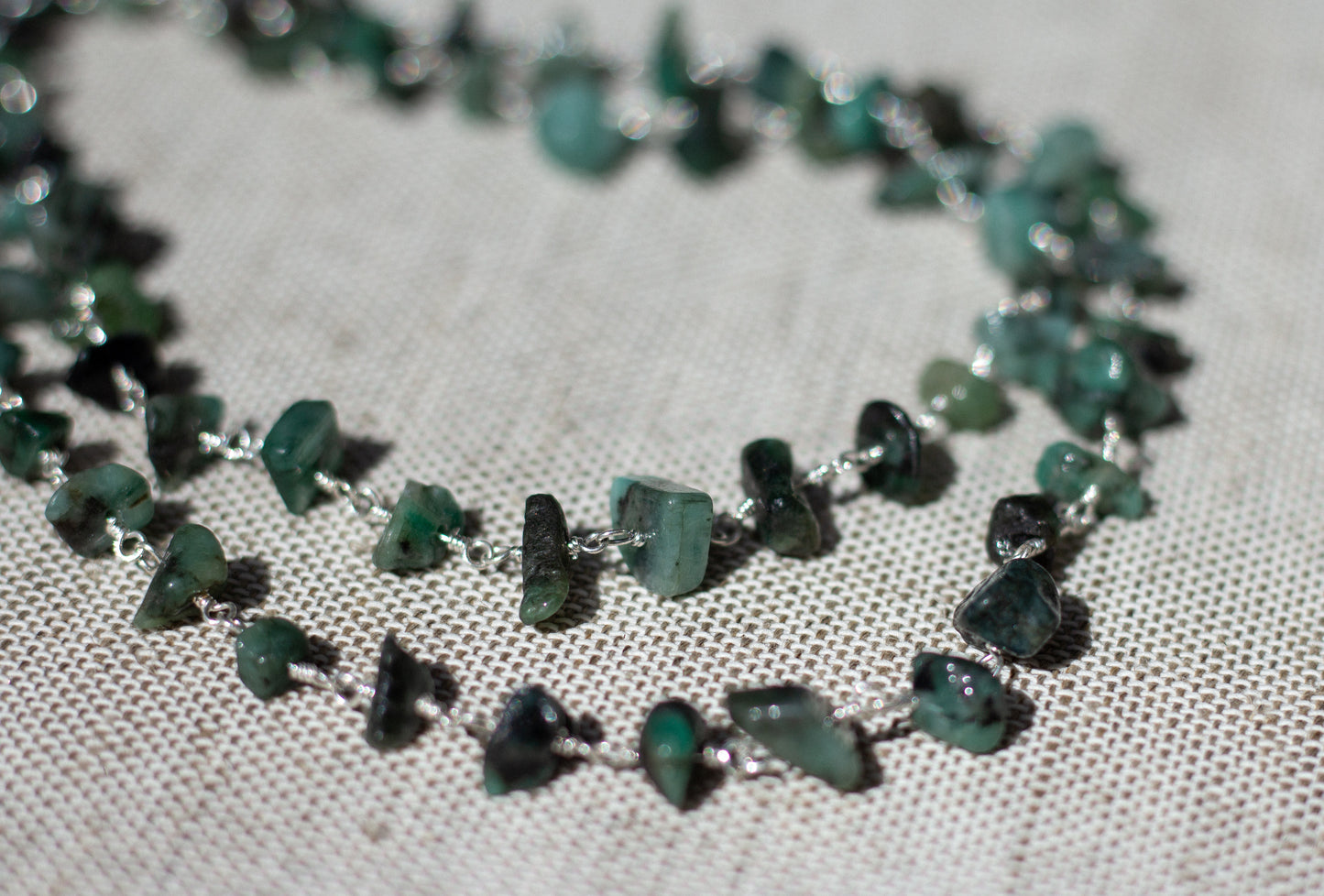 Silver Emerald Fine Choker