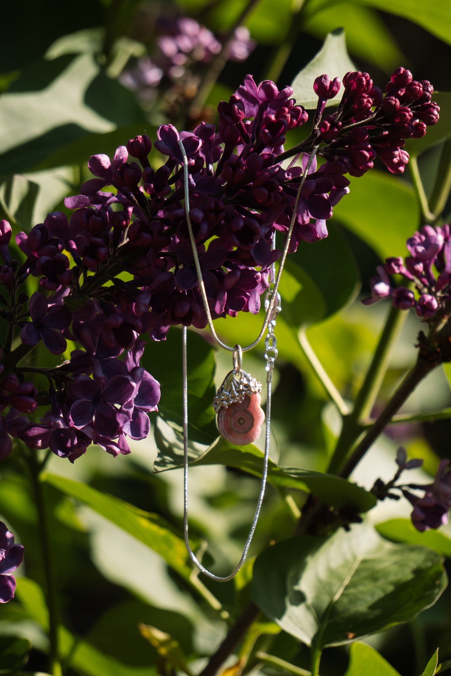 Raw Rhodochrosite 935 Silver Necklace