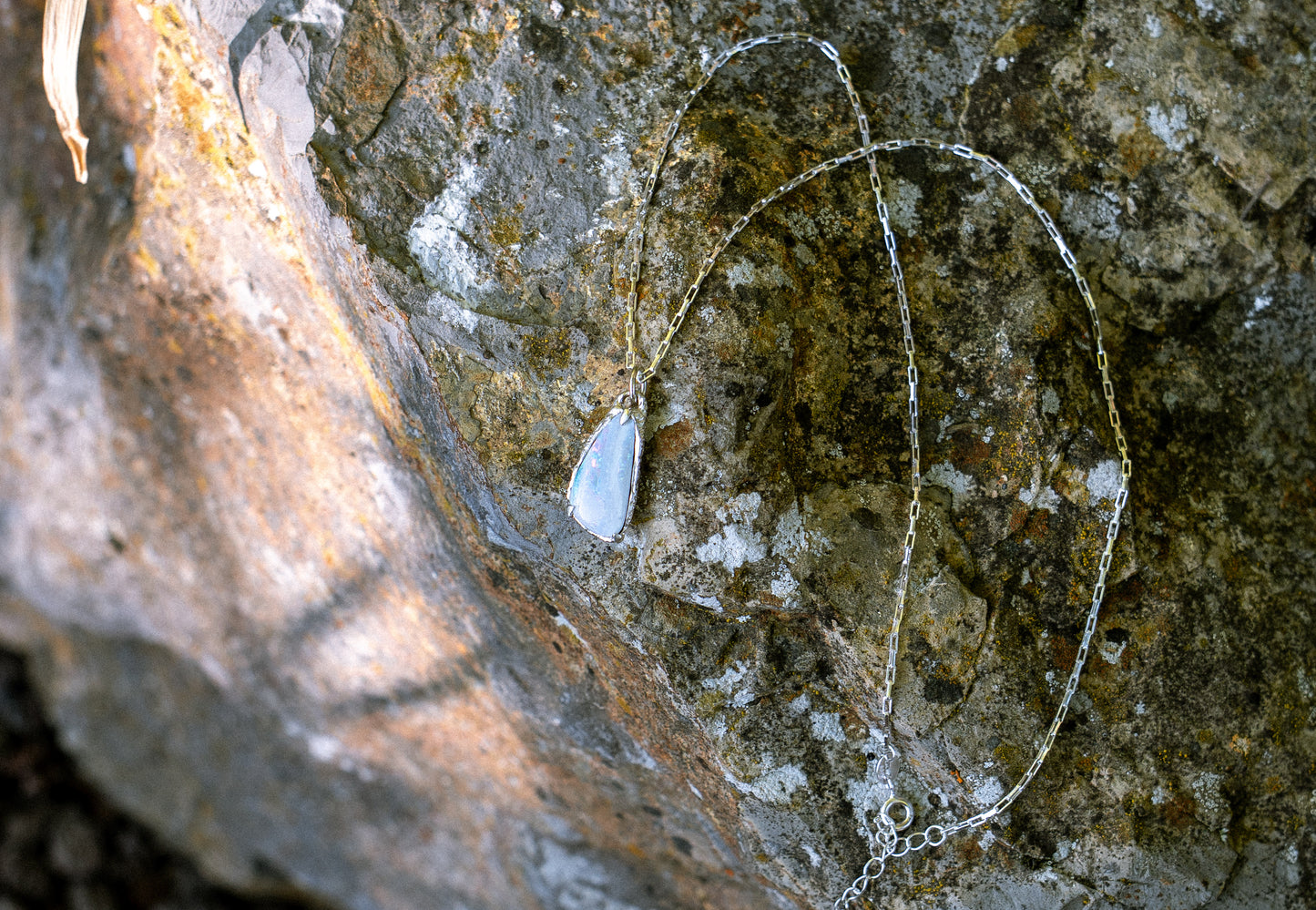 Elegant Opal Silver Necklace