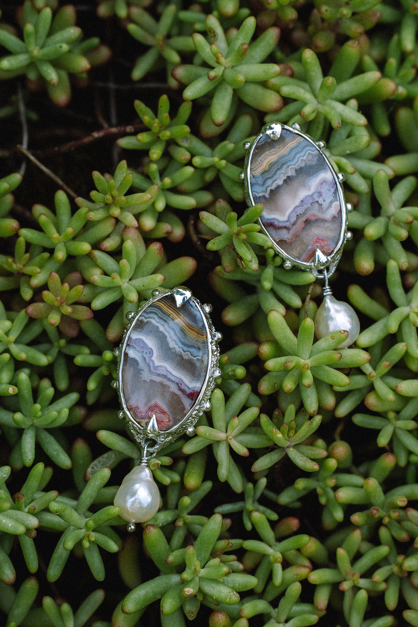 Pastell Pearl Earrings with agate