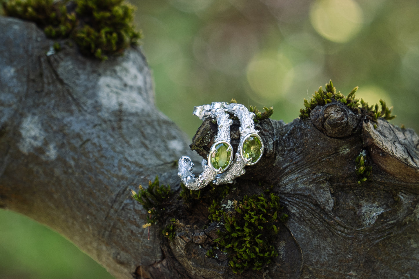 Signature Peridot 935 Silver Hoops