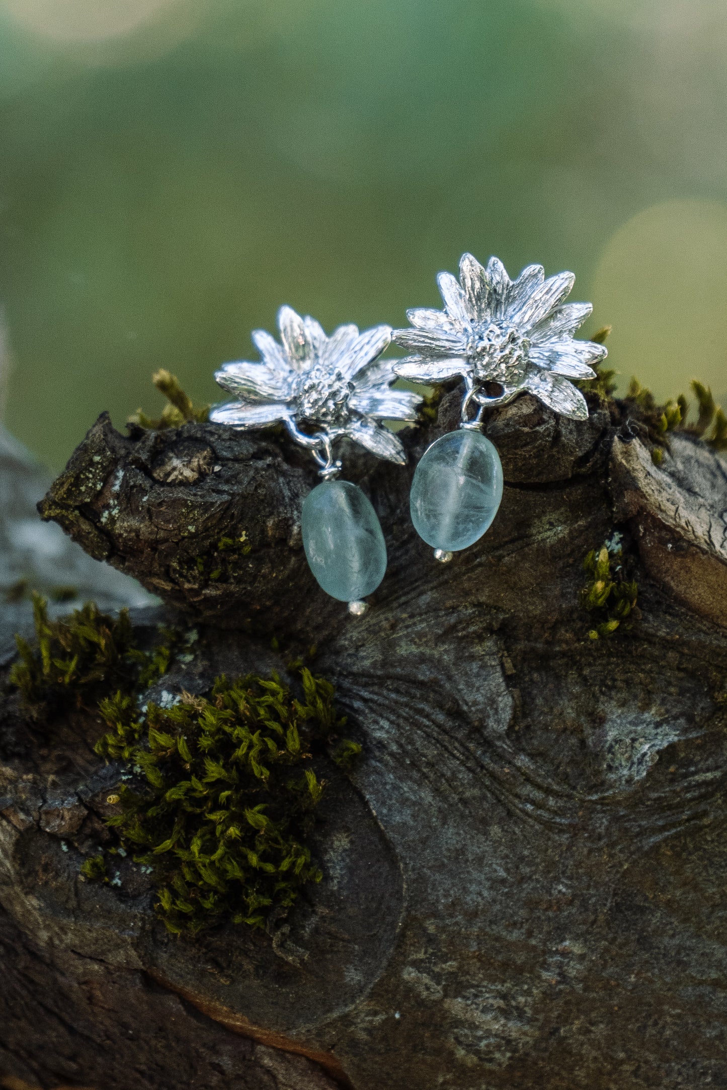 Daisy 935 Silver Earrings with blue Fluorite