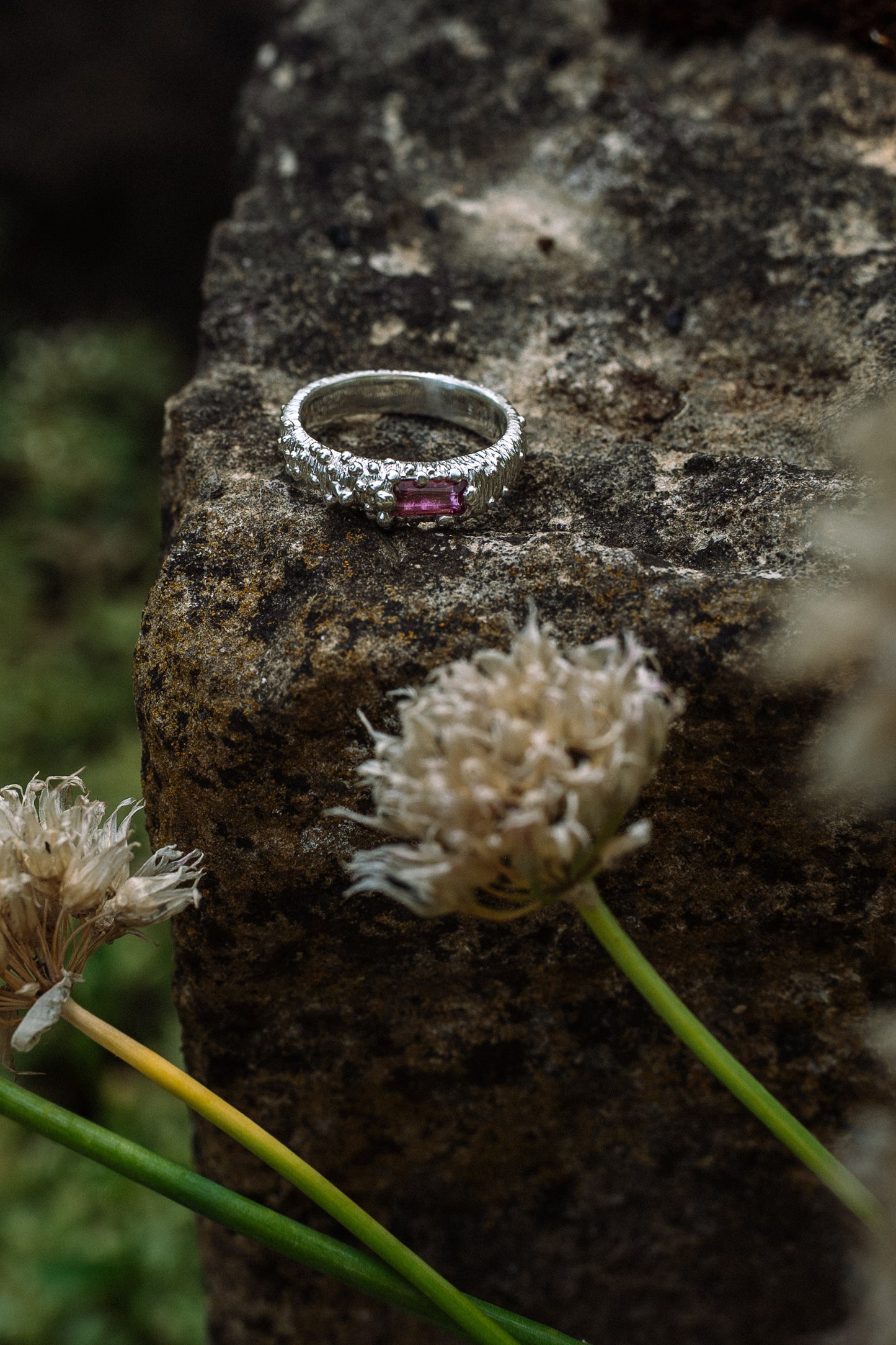 Bubble Ring with pink tourmaline