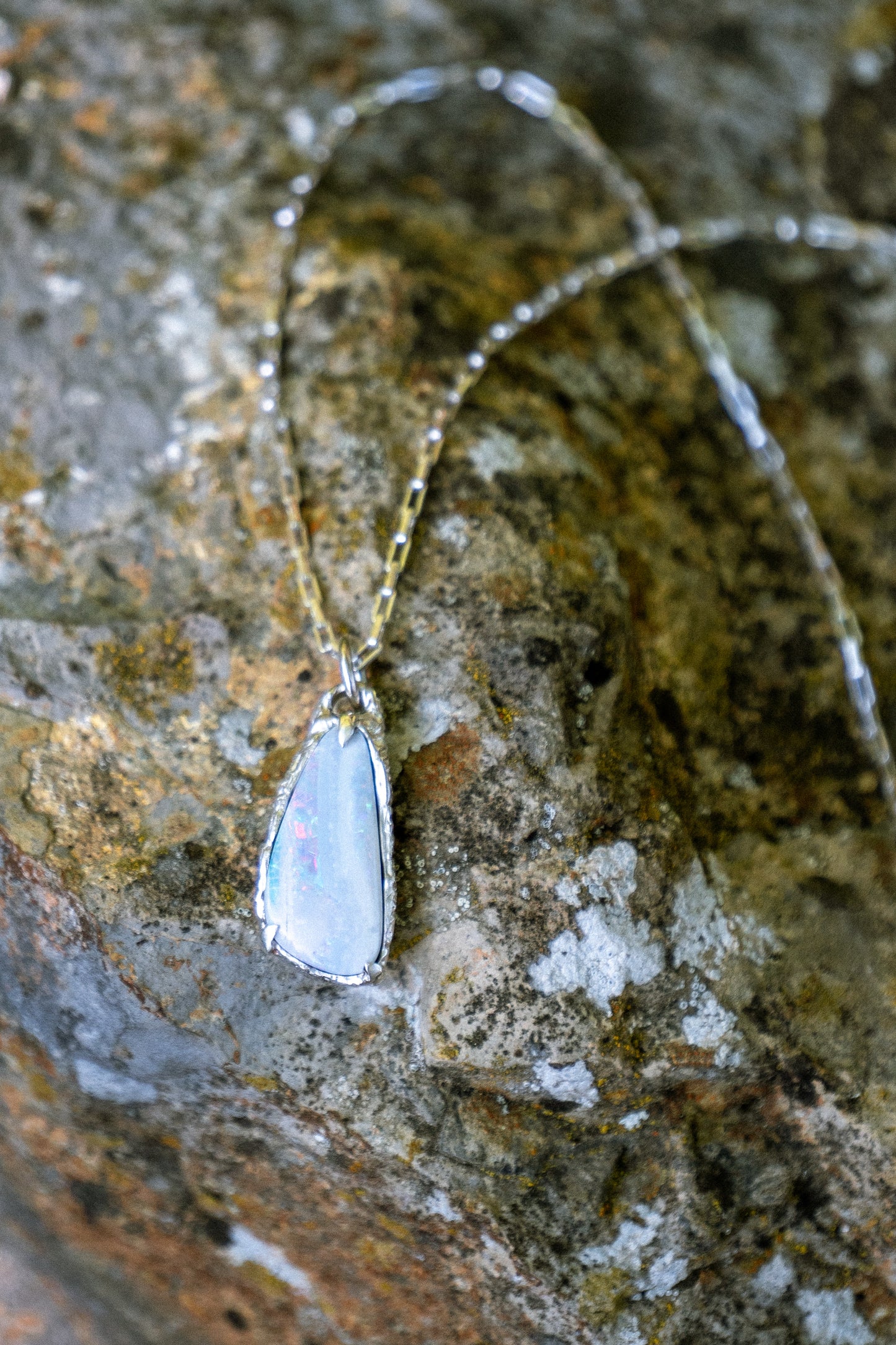 Elegant Opal Silver Necklace