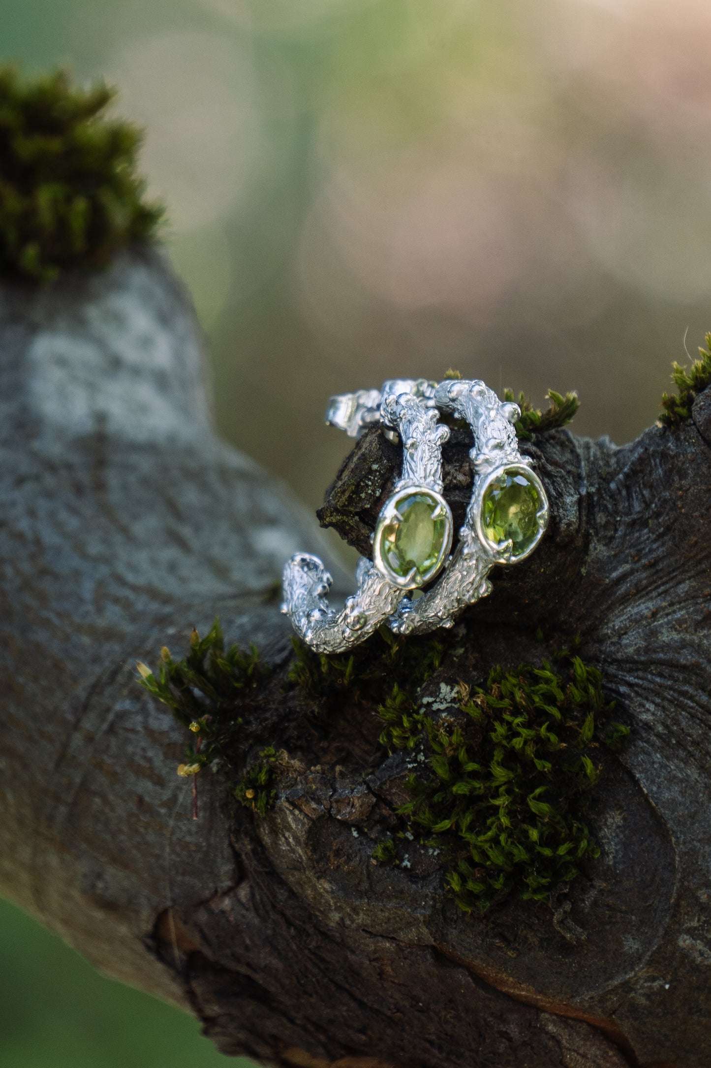 Signature Peridot 935 Silver Hoops