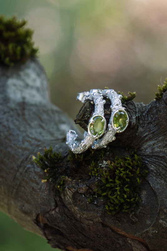 Signature Peridot 935 Silver Hoops
