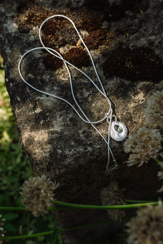 Sterling Silver Emerald Coin Necklace