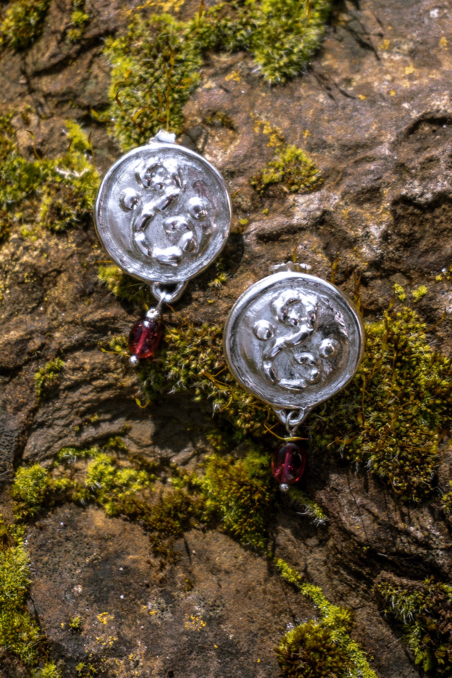 Vintage Coin Earrings with tourmaline