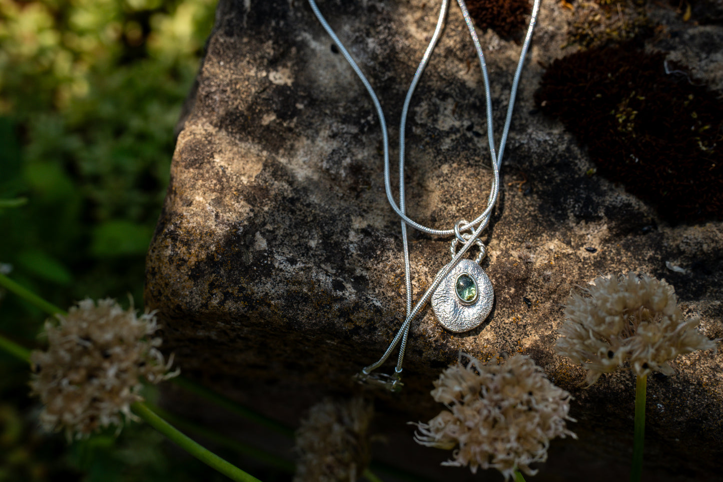 Sterling Silver Emerald Coin Necklace