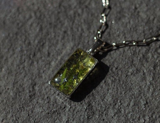 Small Silver Peridot Charm