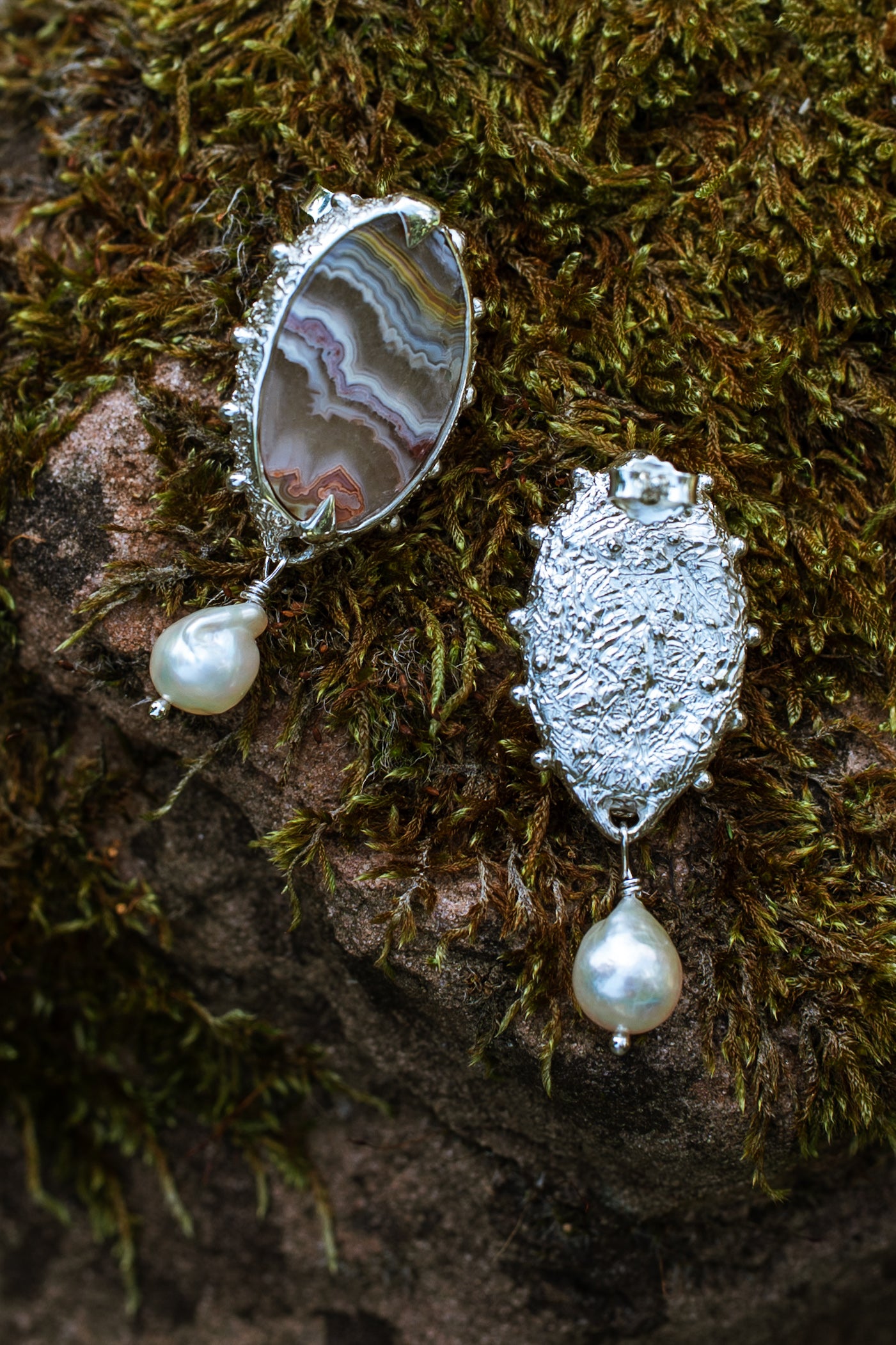 Pastell Pearl Earrings with agate