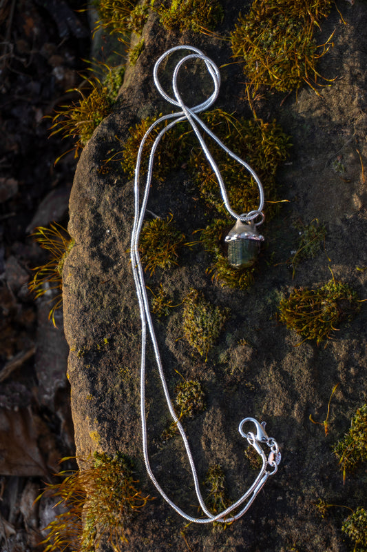Raw Tourmaline Silver Necklace