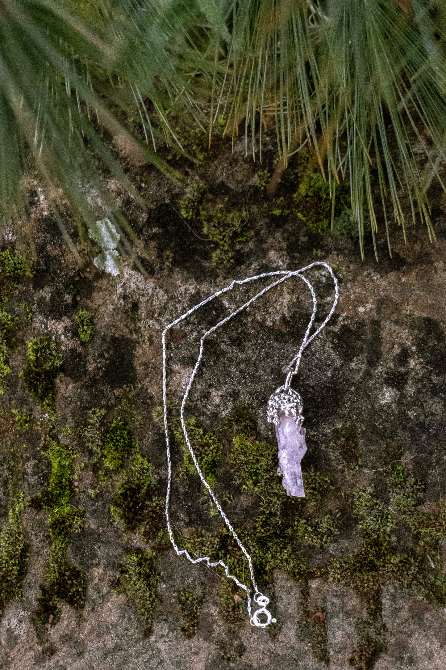 Raw Kunzite Sterling Silver Necklace