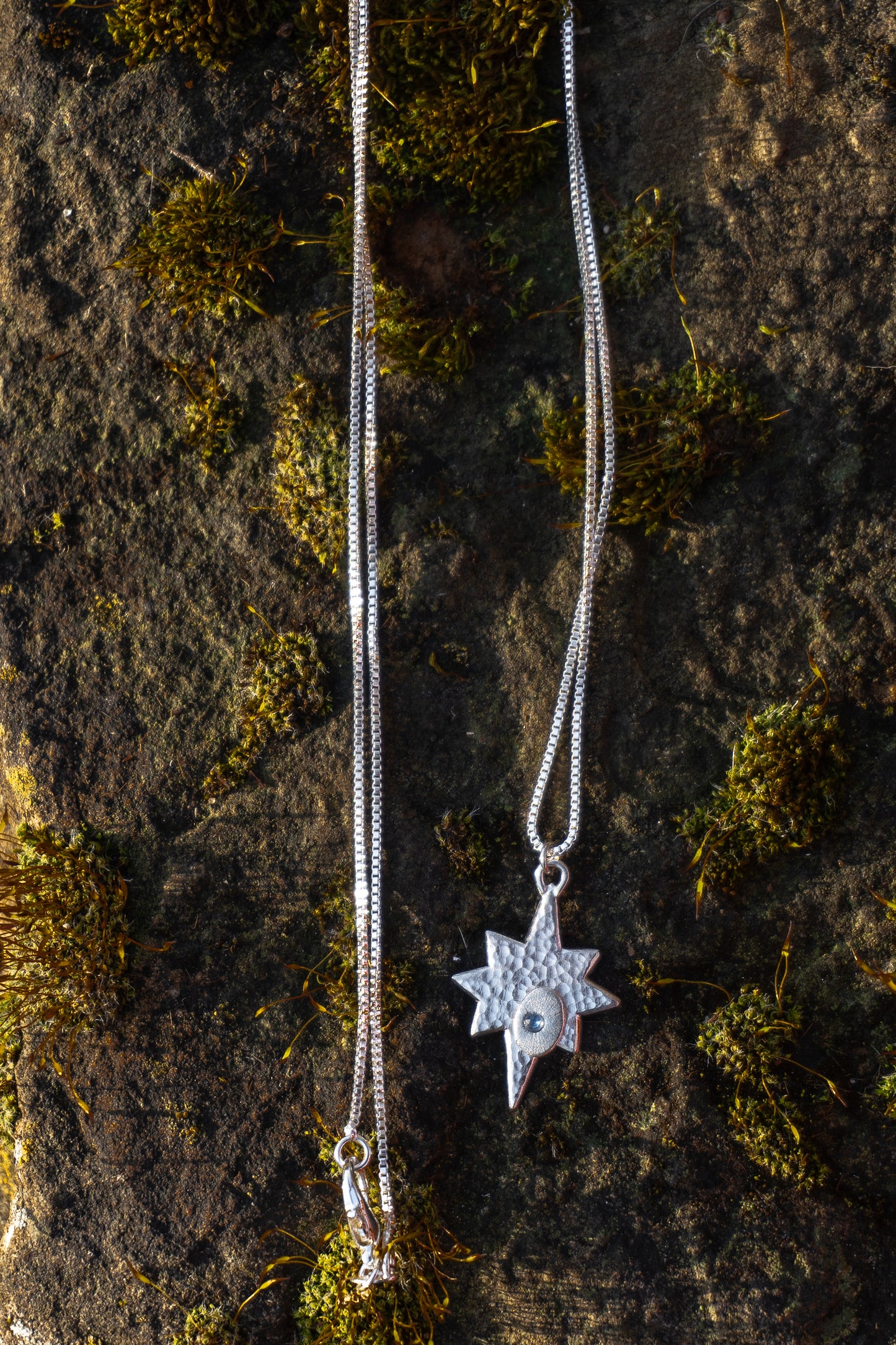 North Star Pendant with aquamarine