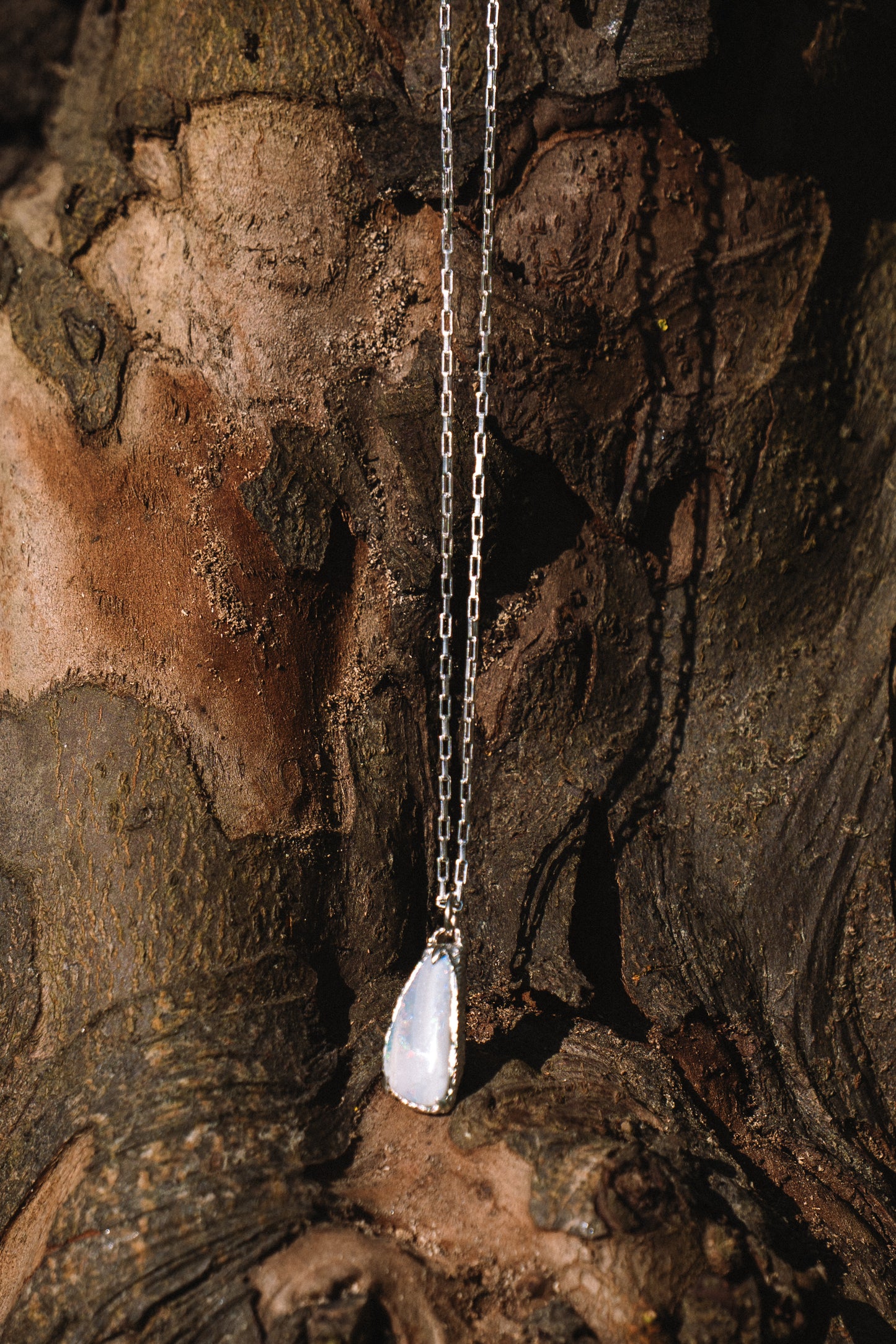 Elegant Opal Silver Necklace