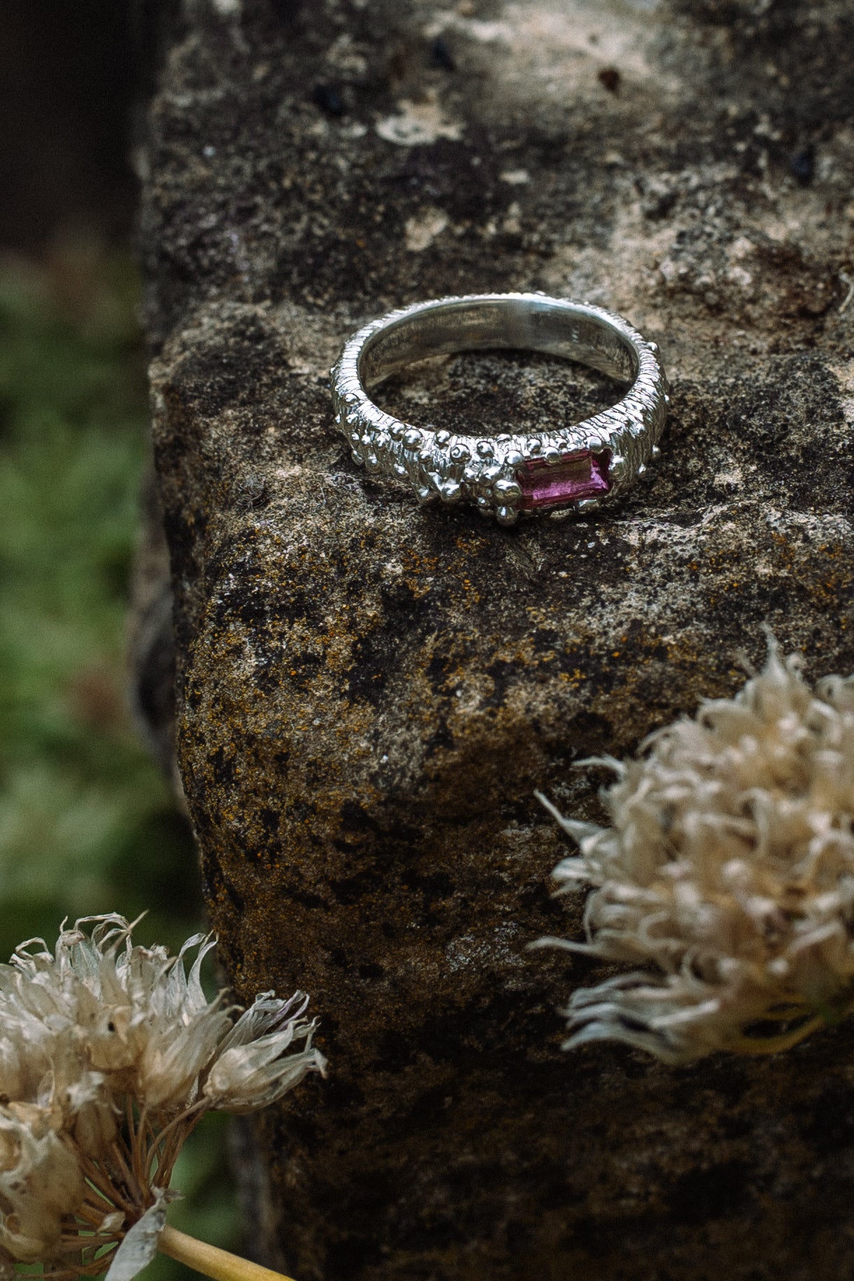 Bubble Ring with pink tourmaline
