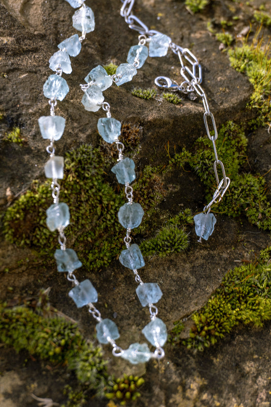 Raw Aquamarine fine choker