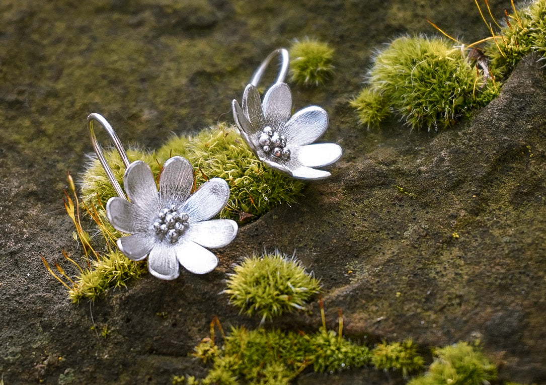 Flower Sterling Silver Earrings