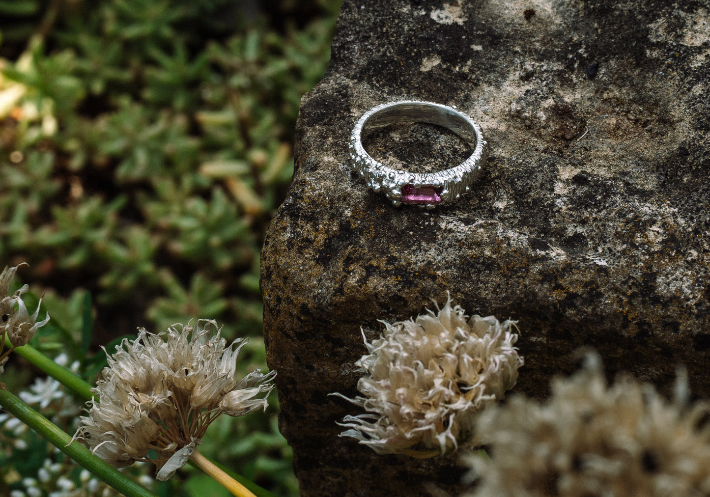 Bubble Ring with pink tourmaline