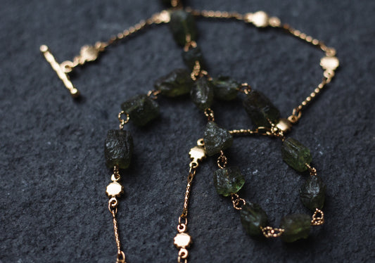Raw Peridot Sun Fine Choker