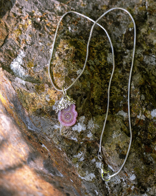 Raw Rhodochrosite 935 Silver Necklace
