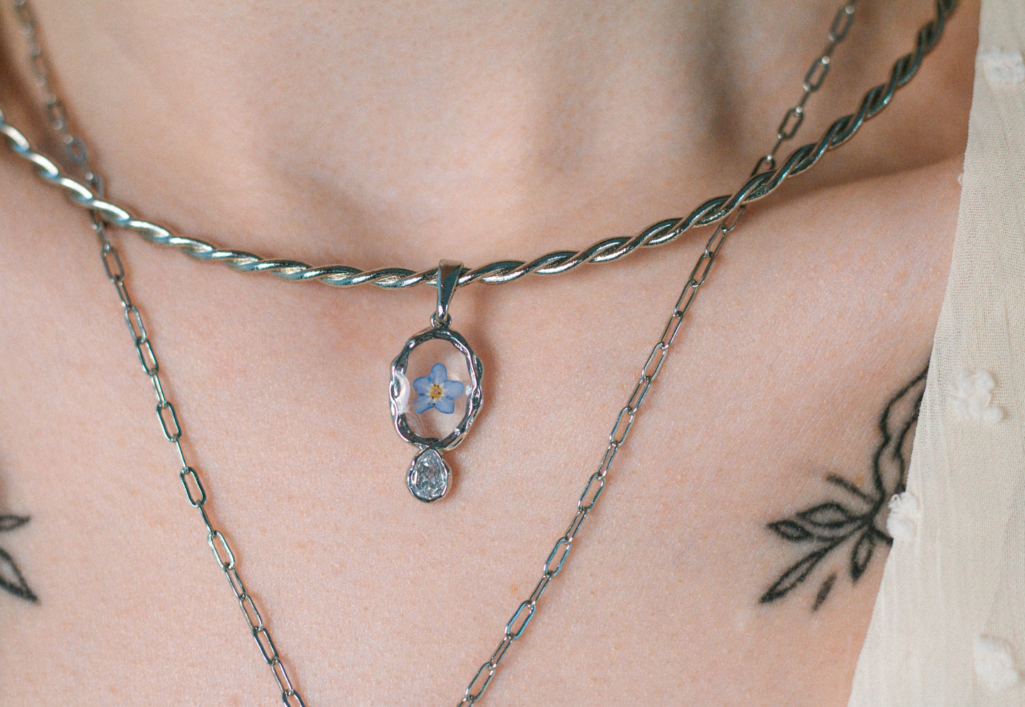 Forget-me-not Silver Choker