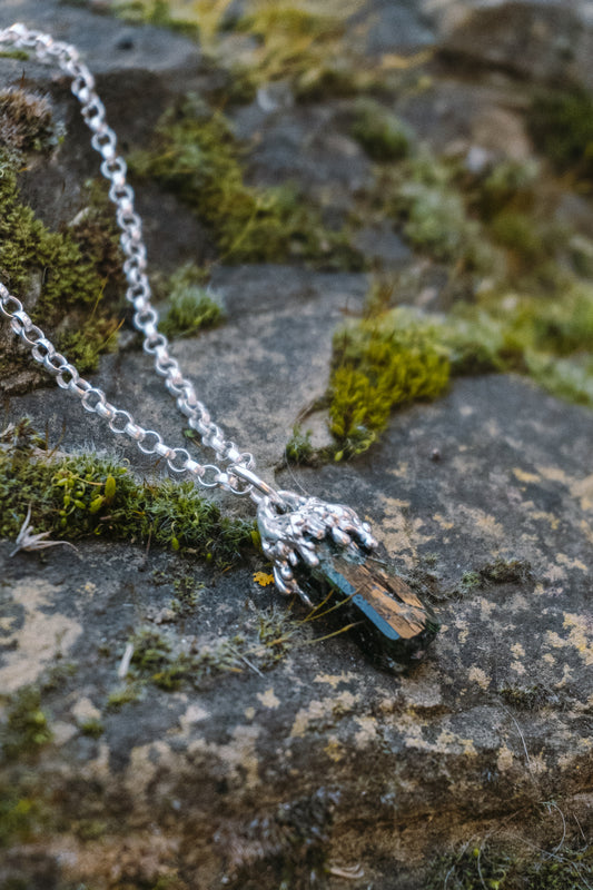 Chunky Chrome Diopside Sterling Silver Necklace