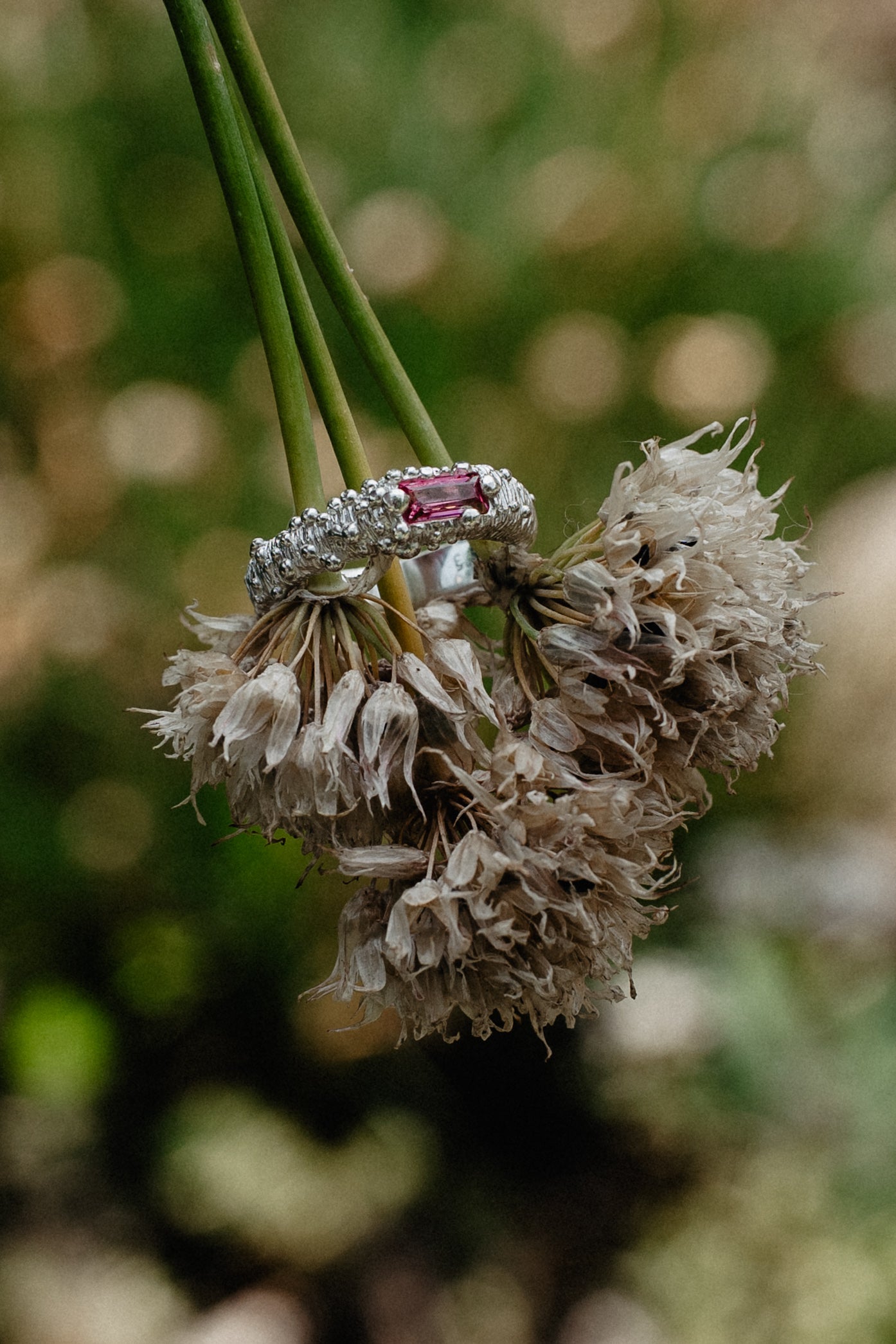 Bubble Ring with pink tourmaline