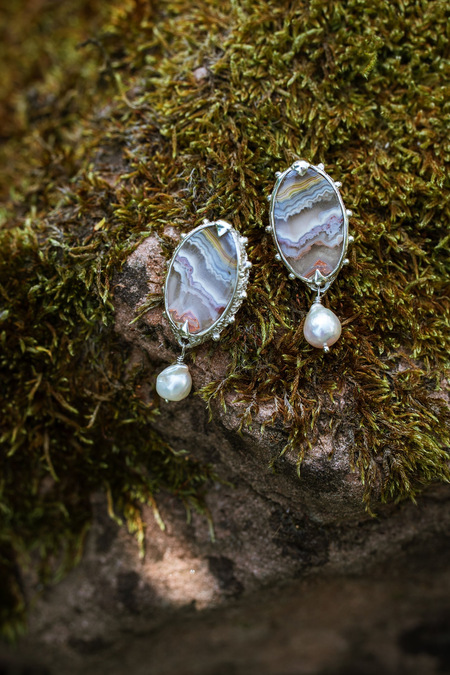 Pastell Pearl Earrings with agate