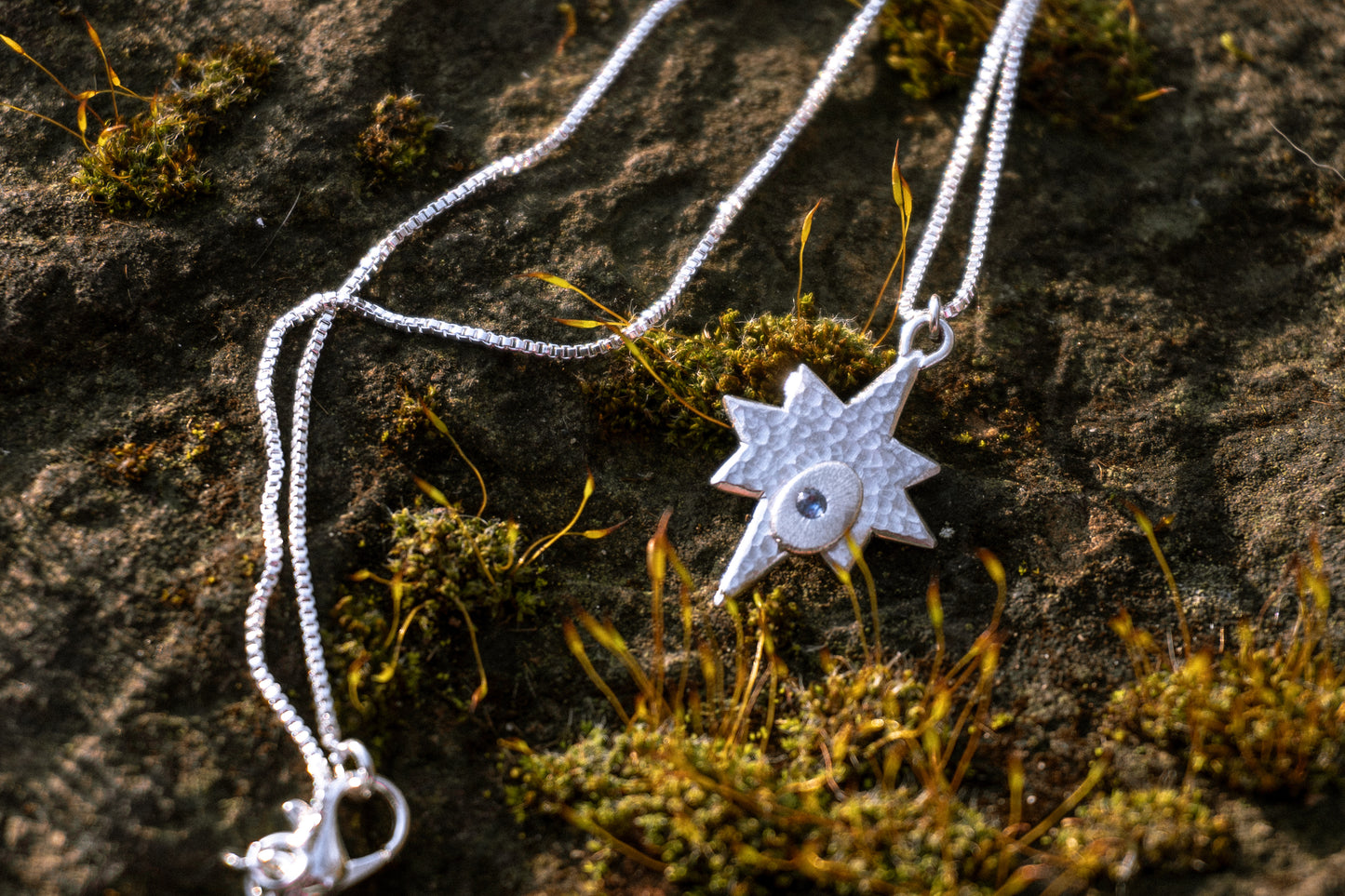 North Star Pendant with aquamarine