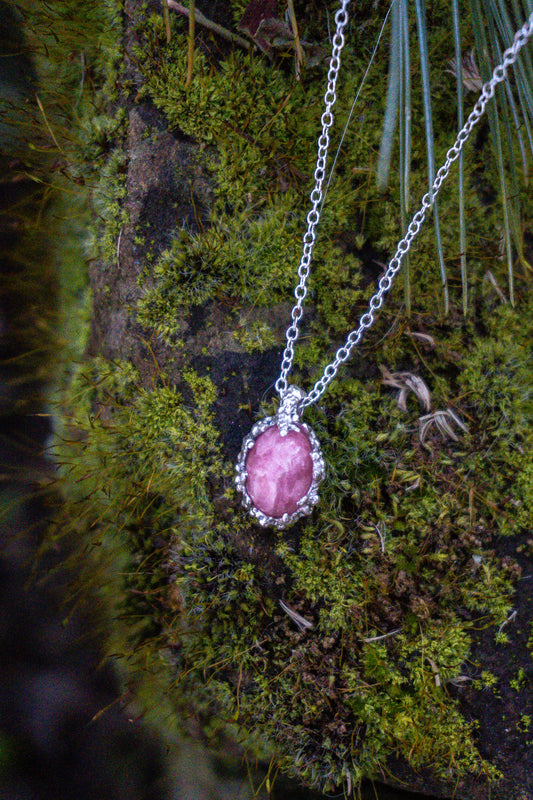 Rhodochrosite Sterling Silver Necklace