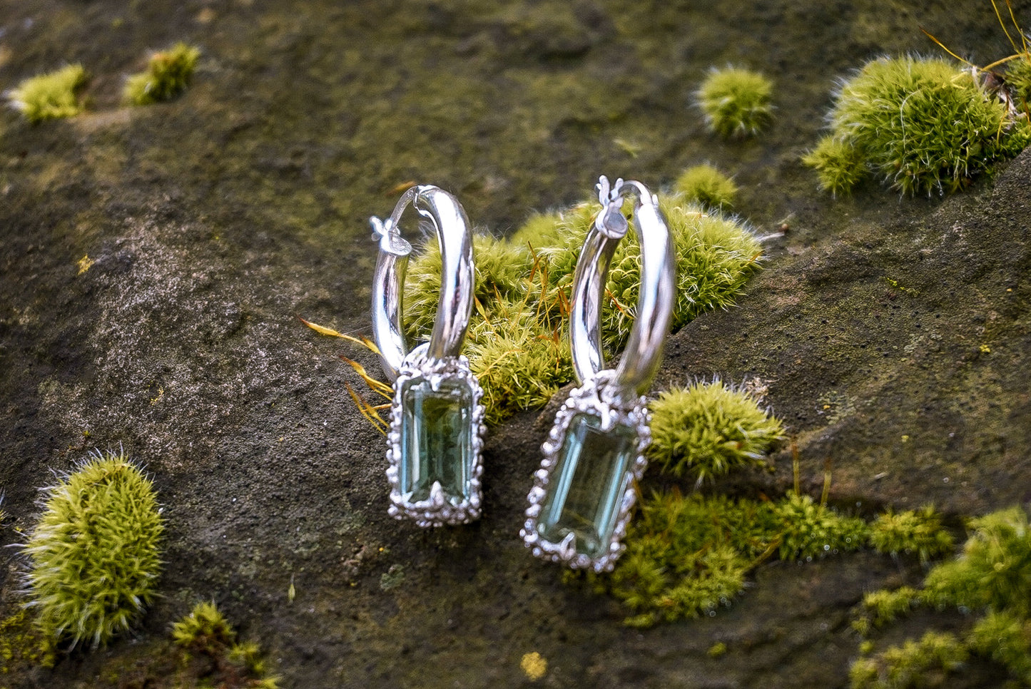 Forestfae Sterling Silver Hoops with prasiolite