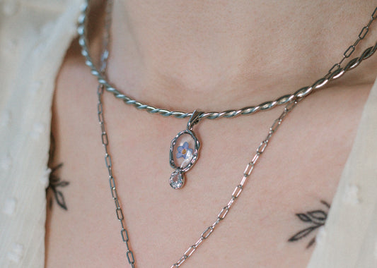 Forget-me-not Silver Choker