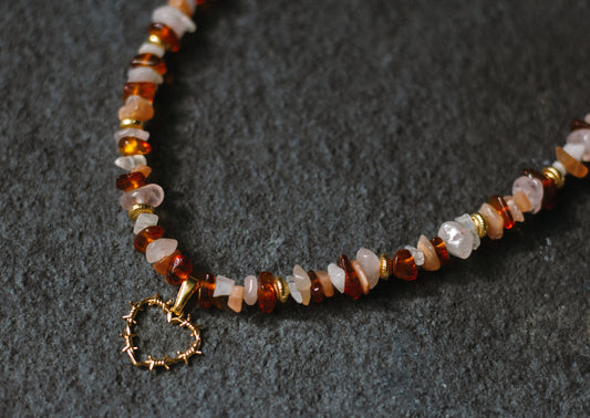 Amber Heart Choker
