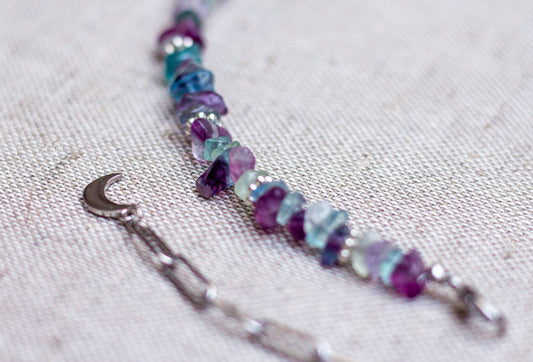 Silver Fluorite Moon Necklace