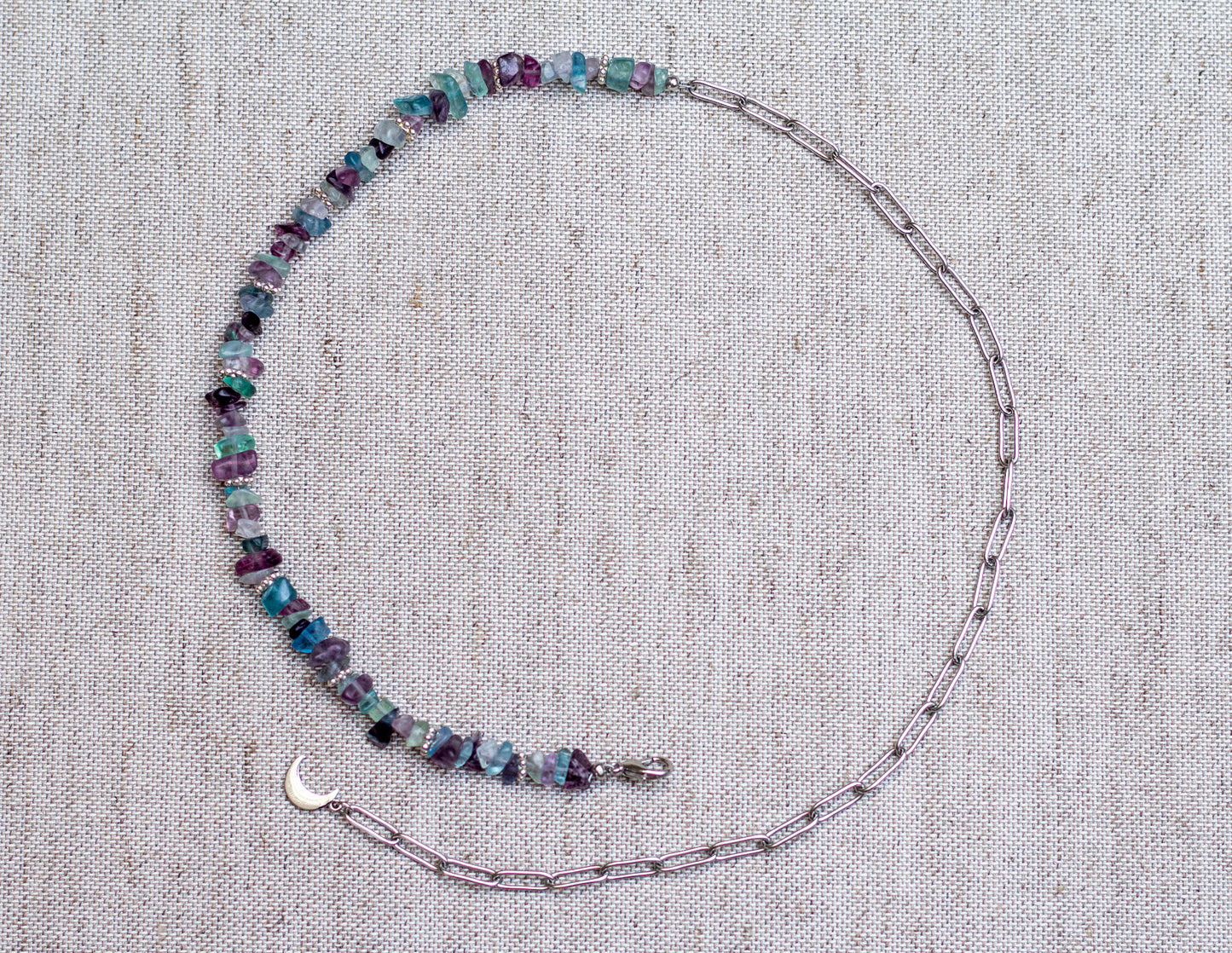 Silver Fluorite Moon Necklace