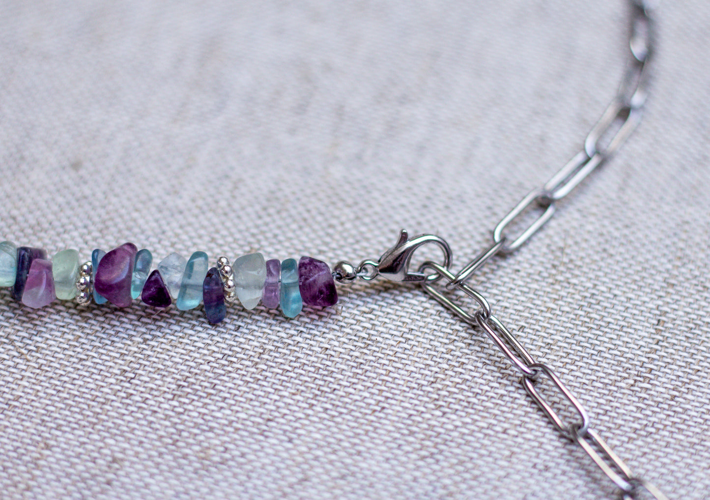 Silver Fluorite Moon Necklace